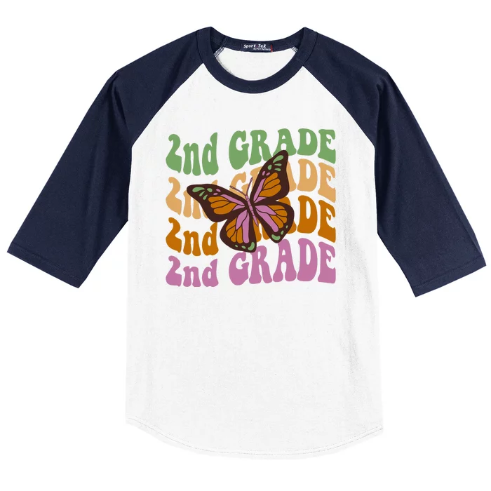 Cute 2nd Grade Butterfly Baseball Sleeve Shirt