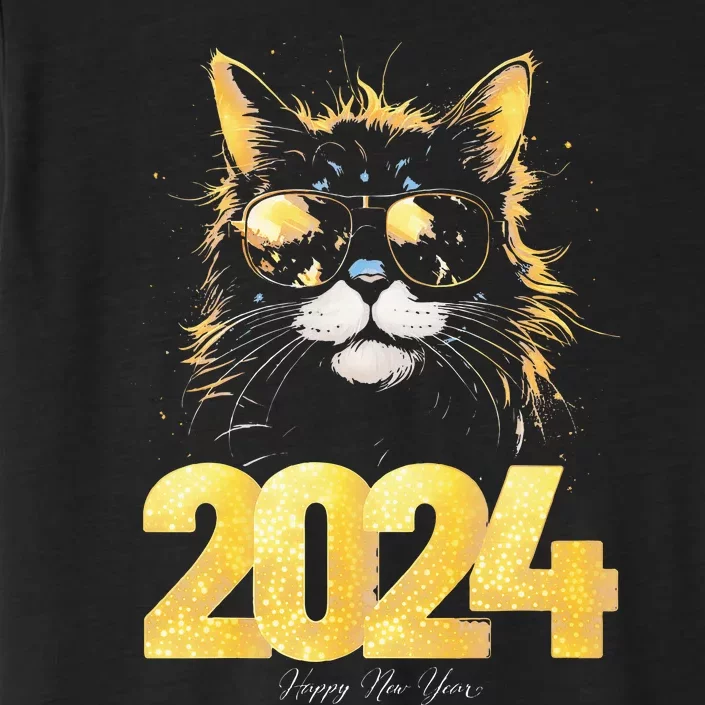 Cat  2024 Happy New Year New Years Eve Party Matching ChromaSoft Performance T-Shirt