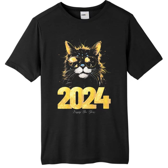 Cat  2024 Happy New Year New Years Eve Party Matching ChromaSoft Performance T-Shirt