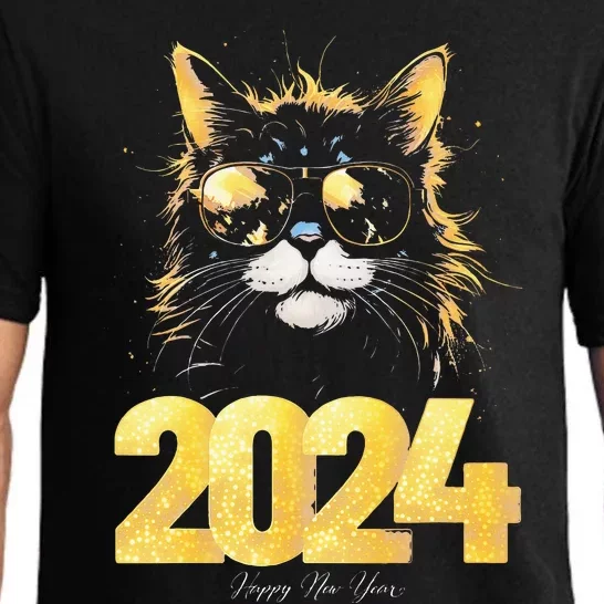 Cat  2024 Happy New Year New Years Eve Party Matching Pajama Set