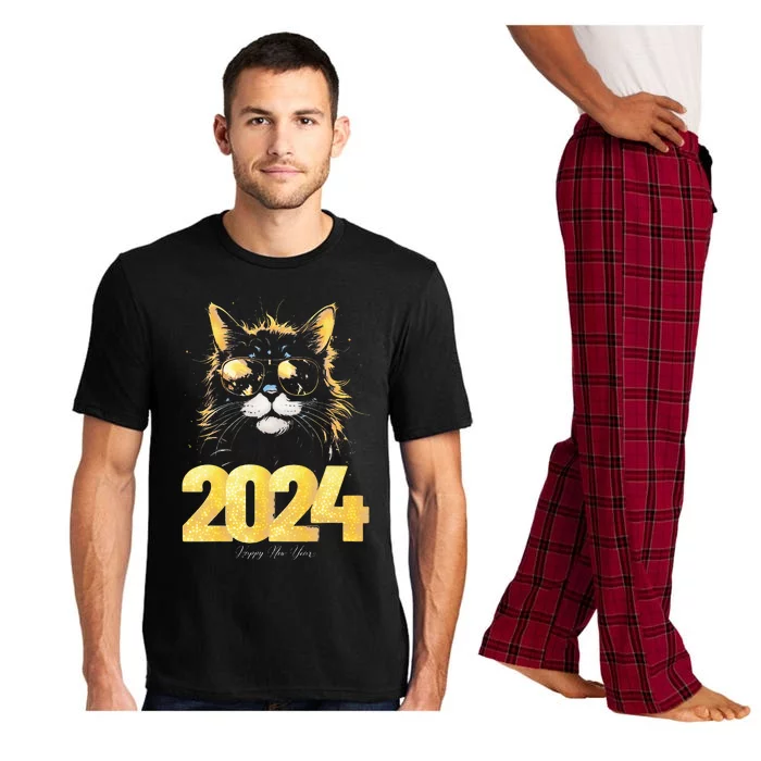 Cat  2024 Happy New Year New Years Eve Party Matching Pajama Set