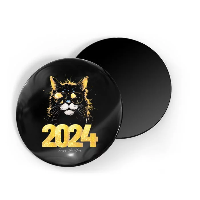 Cat  2024 Happy New Year New Years Eve Party Matching Magnet