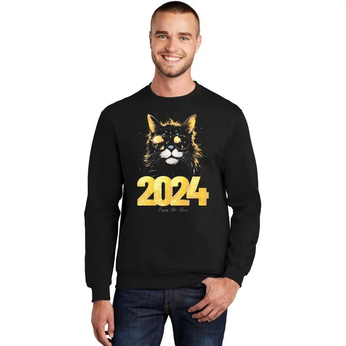 Cat  2024 Happy New Year New Years Eve Party Matching Tall Sweatshirt