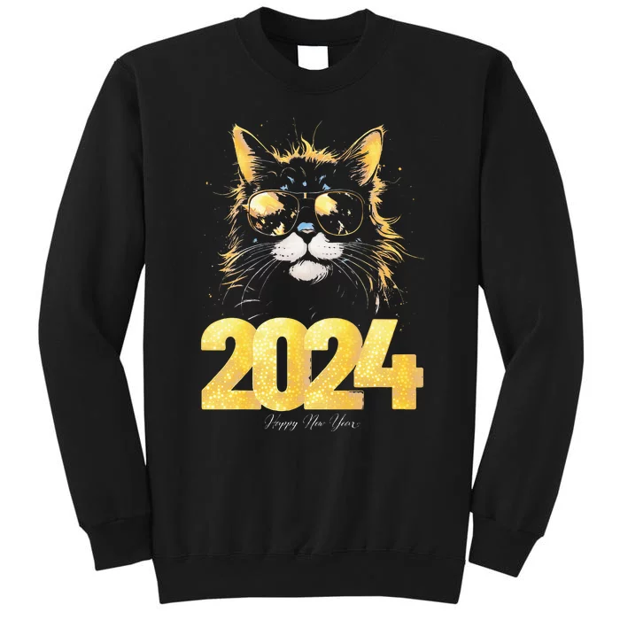 Cat  2024 Happy New Year New Years Eve Party Matching Tall Sweatshirt