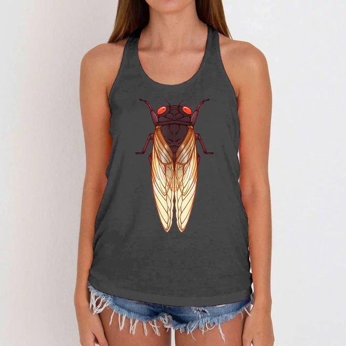 Cicada 2024 Invasion Emergence Swarm Brood Xiii Xix Women's Knotted Racerback Tank