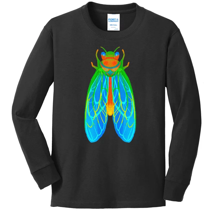 Cicada 2024 Invasion Double Emergence Kids Long Sleeve Shirt