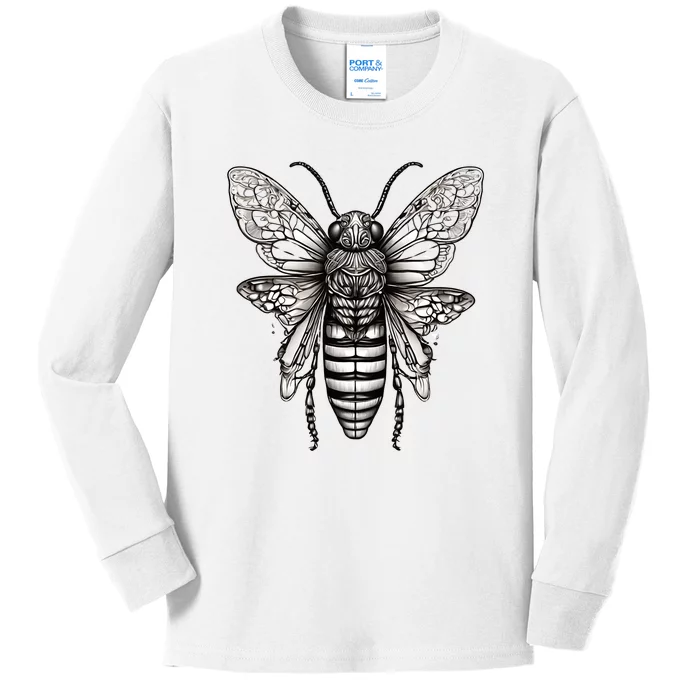 Cicada 2024 Invasion Double Emergence Kids Long Sleeve Shirt