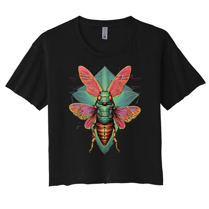 Cicada 2024 Invasion Double Emergence Women's Crop Top Tee