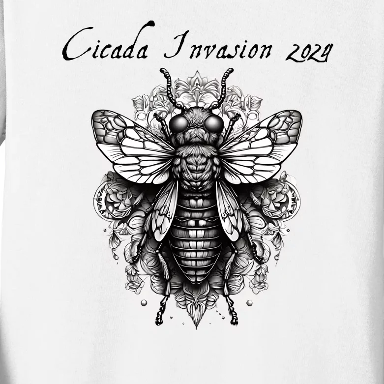 Cicada 2024 Invasion Double Emergence Kids Long Sleeve Shirt