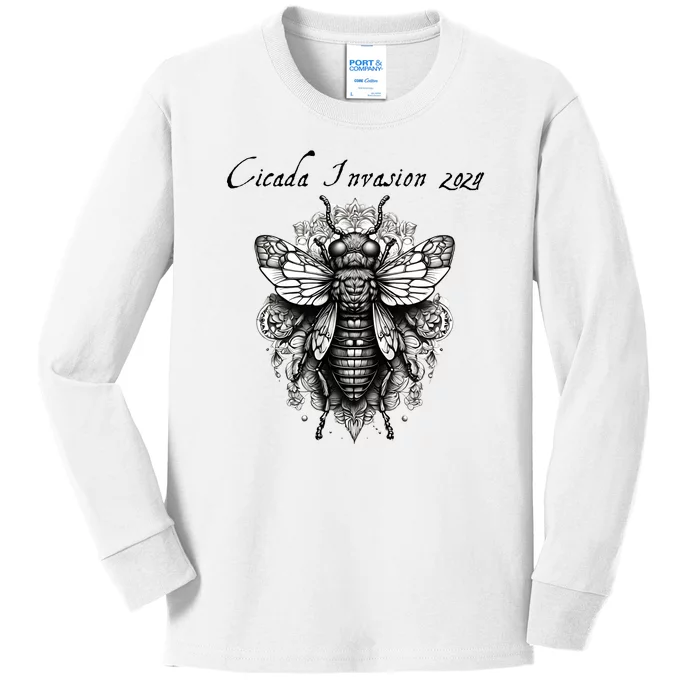 Cicada 2024 Invasion Double Emergence Kids Long Sleeve Shirt