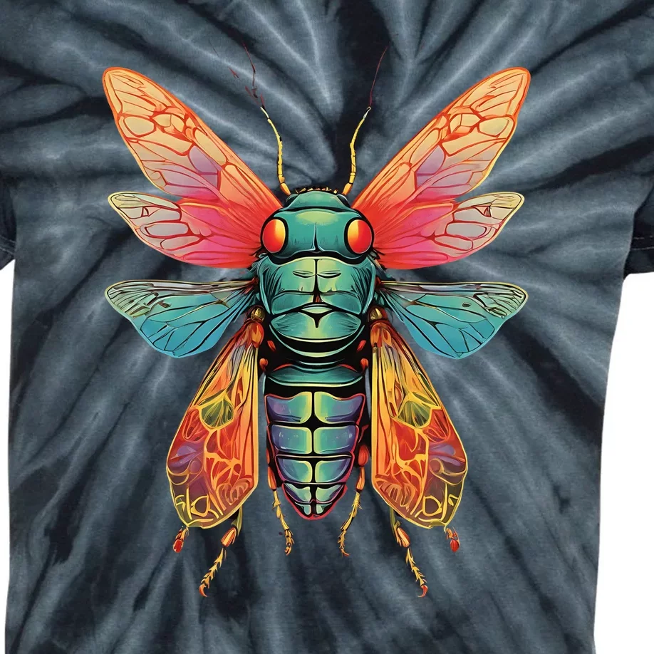 Cicada 2024 Invasion Double Emergence Kids Tie-Dye T-Shirt