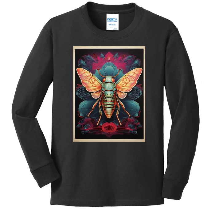 Cicada 2024 Invasion Double Emergence Kids Long Sleeve Shirt