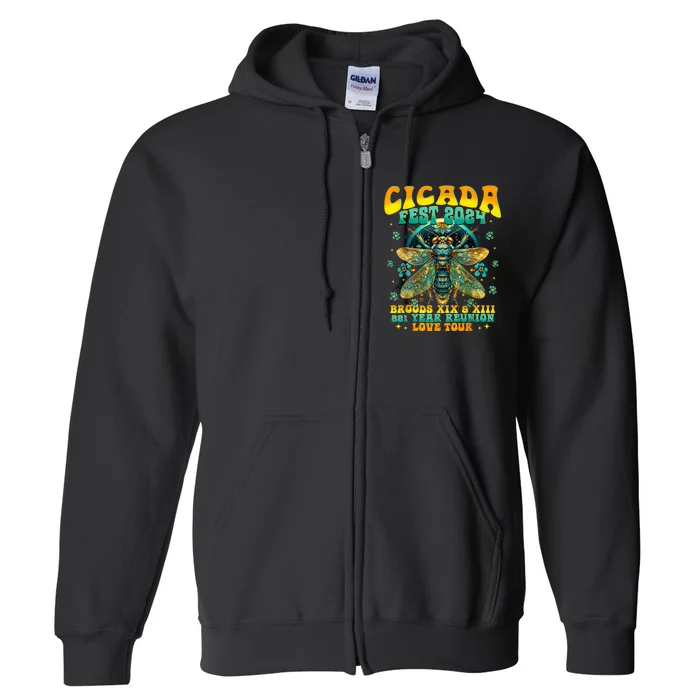 Cicada 2024 Insect Broods Xix And Xiii Cicada Lover Full Zip Hoodie