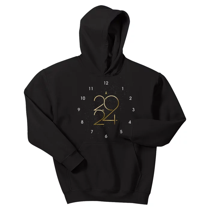 Clock 2024 New Years Eve Party Supplies 2024 Happy New Year Kids Hoodie