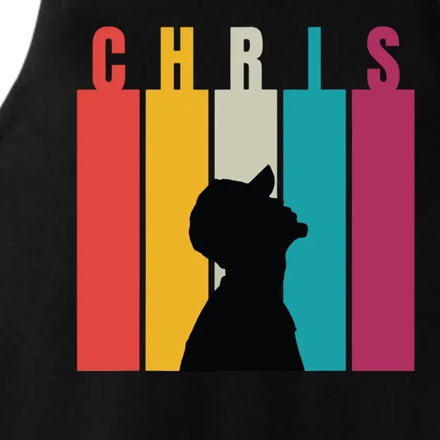 Chris 2024 Retro First Name Ladies Tri-Blend Wicking Tank