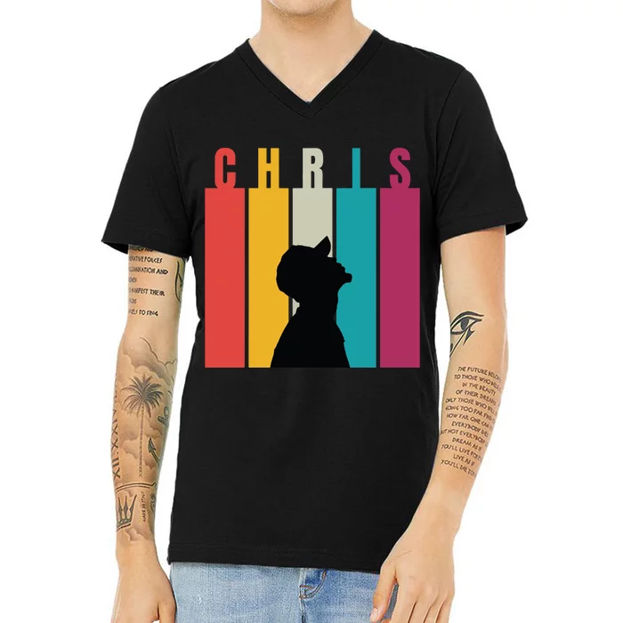 Chris 2024 Retro First Name V-Neck T-Shirt