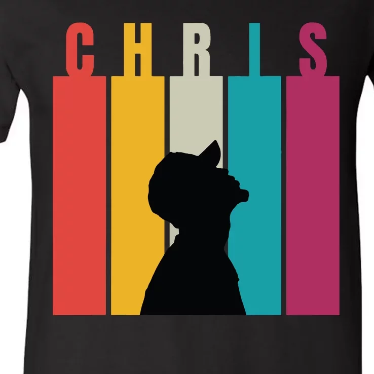 Chris 2024 Retro First Name V-Neck T-Shirt