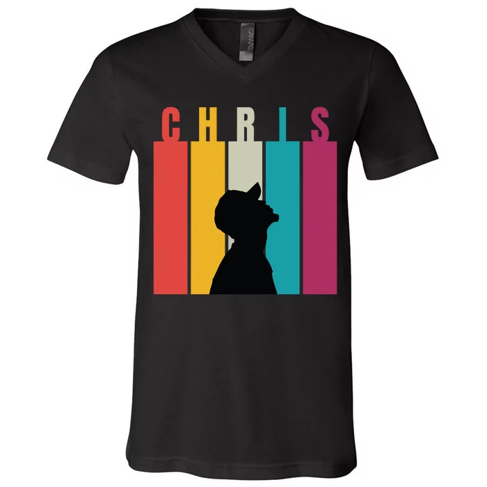 Chris 2024 Retro First Name V-Neck T-Shirt