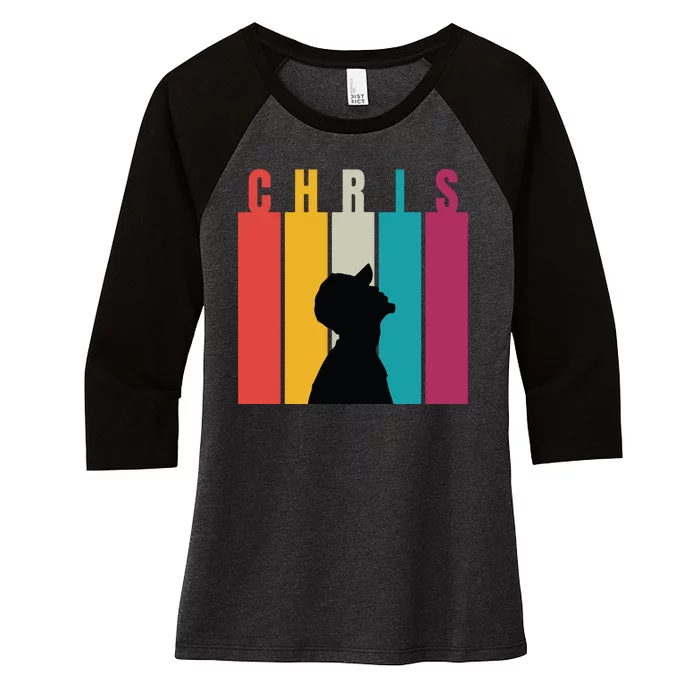 Chris 2024 Retro First Name Women's Tri-Blend 3/4-Sleeve Raglan Shirt