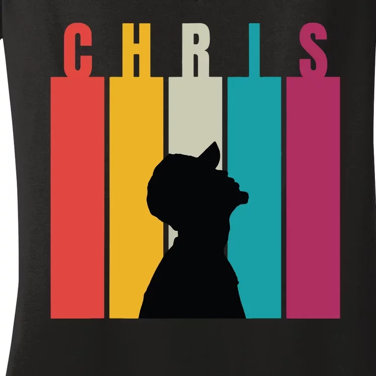 Chris 2024 Retro First Name Women's V-Neck T-Shirt