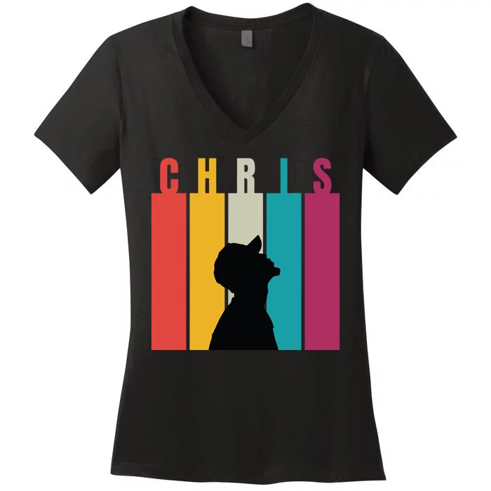 Chris 2024 Retro First Name Women's V-Neck T-Shirt