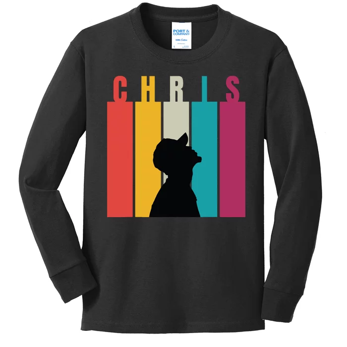 Chris 2024 Retro First Name Kids Long Sleeve Shirt