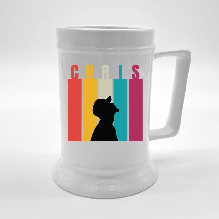 Chris 2024 Retro First Name Front & Back Beer Stein