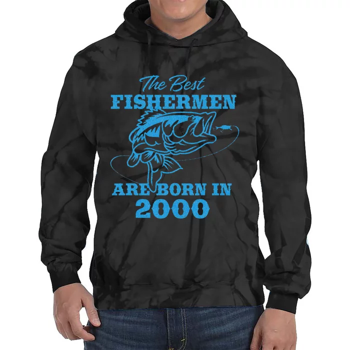 Cute 23 Year Old Fisherman Fishing 2000 23rd Birthday Tie Dye Hoodie