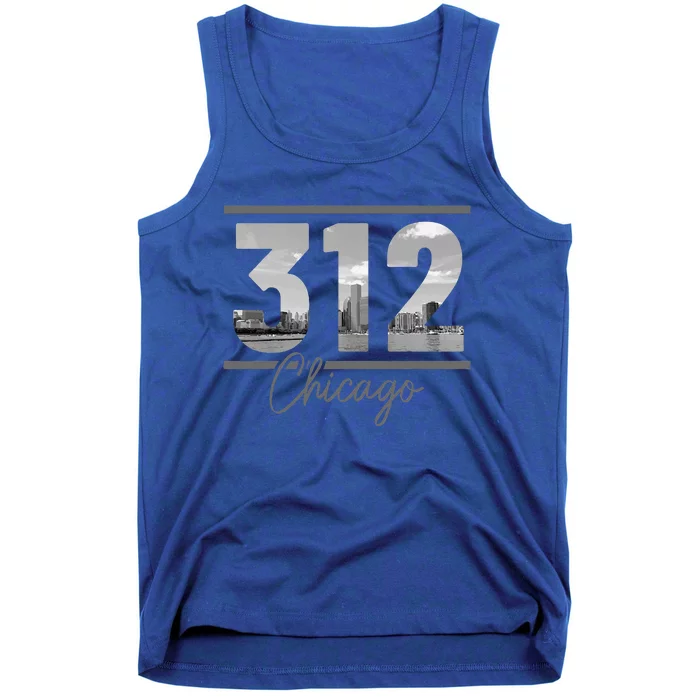 Chicago 312 Area Code Skyline Illinois Vintage Tank Top