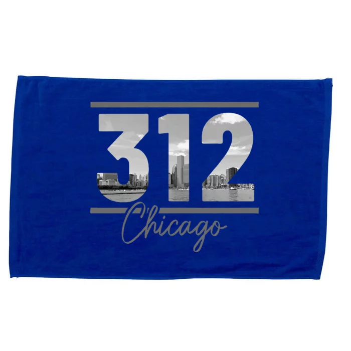 Chicago 312 Area Code Skyline Illinois Vintage Microfiber Hand Towel