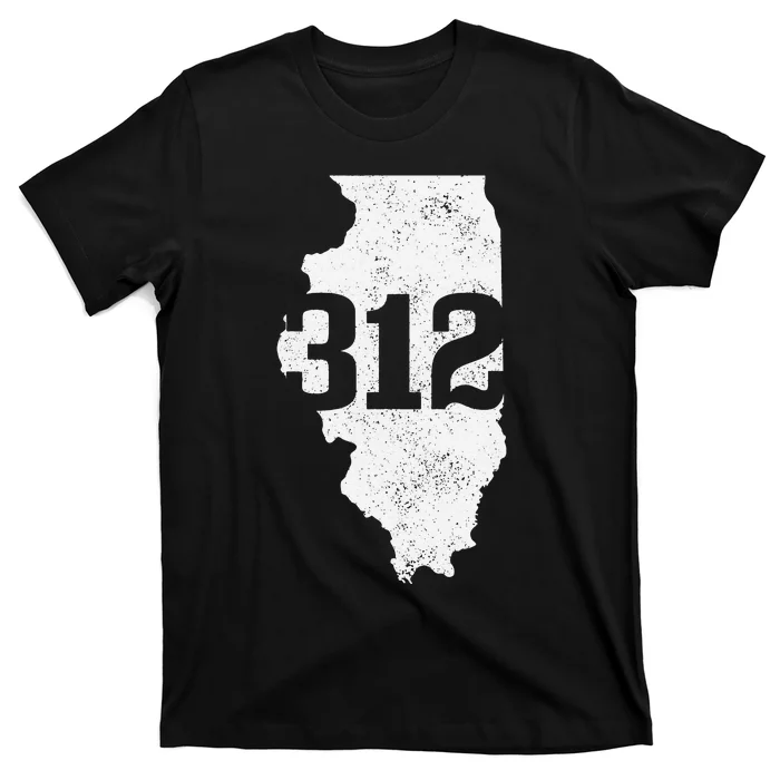 Chicago 312 Area Code Illinois Map State Pride Vintage T-Shirt