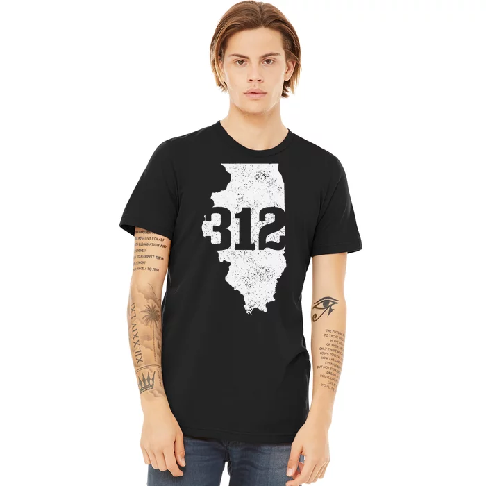 Chicago 312 Area Code Illinois Map State Pride Vintage Premium T-Shirt