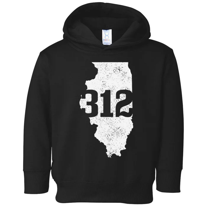 Chicago 312 Area Code Illinois Map State Pride Vintage Toddler Hoodie