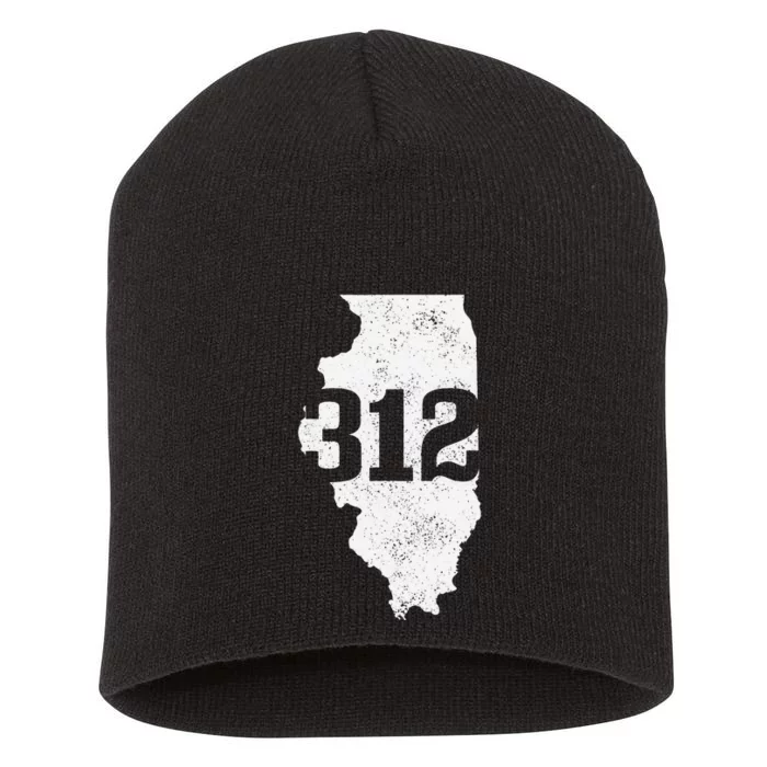 Chicago 312 Area Code Illinois Map State Pride Vintage Short Acrylic Beanie