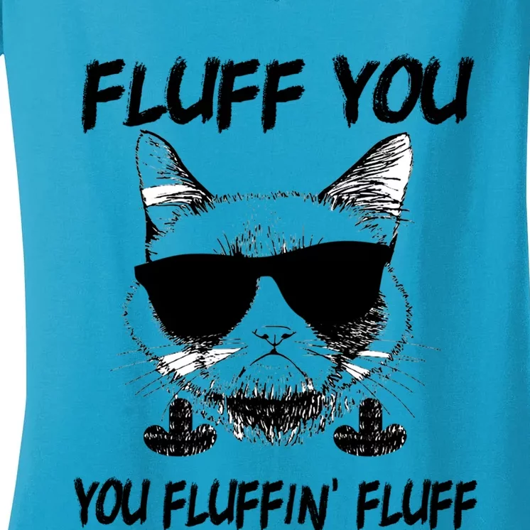 Cats 365 Adult Fluff You You Fluffin' Fluff Funny Cat Kitten Gift Women's V-Neck T-Shirt