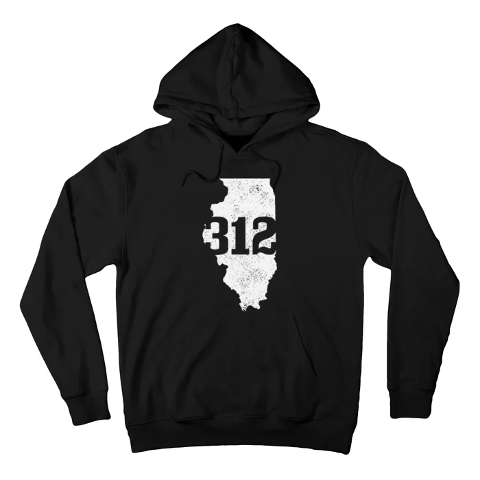 Chicago 312 Area Code Illinois Map State Pride Vintage Hoodie