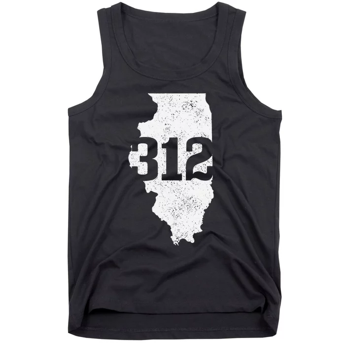 Chicago 312 Area Code Illinois Map State Pride Vintage Tank Top