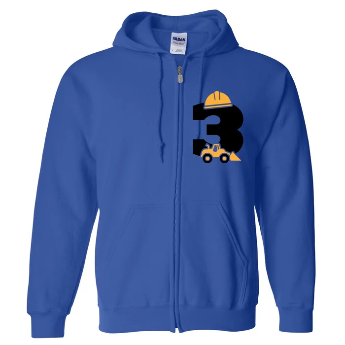 3rd Birthday Construction Gift For Birthday Boy Full Zip Hoodie