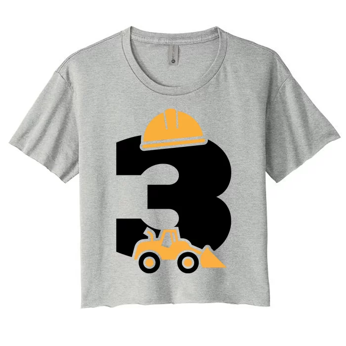 3rd Birthday Construction Gift For Birthday Boy Women's Crop Top Tee