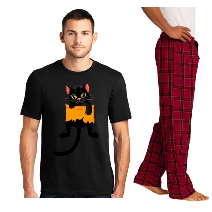 Cats 365 Cute Black Kitty In Pocket Cats Funny Gift Cute Gift Pajama Set