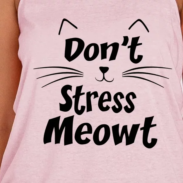 Cats 365 Dont Stress Meowt Gift Angry Cat Meow Gift Women's Knotted Racerback Tank