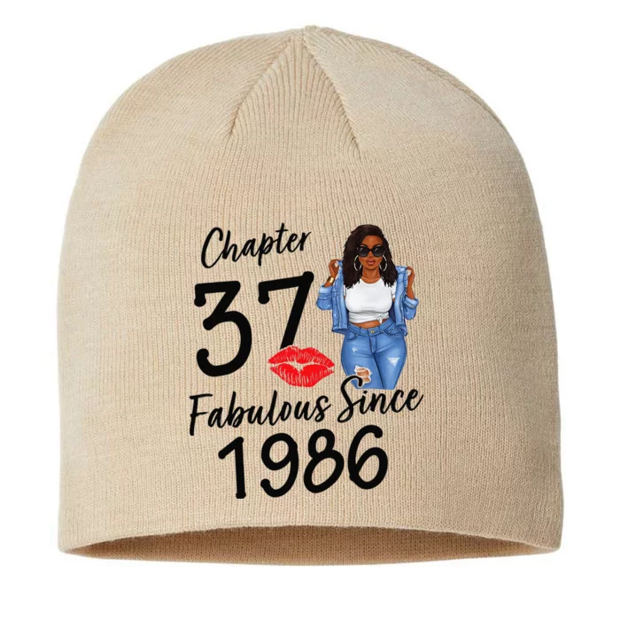 Chapter 37 Fabulous Since 1986 Black Birthday Queen 8 1/2in Sustainable Knit Beanie