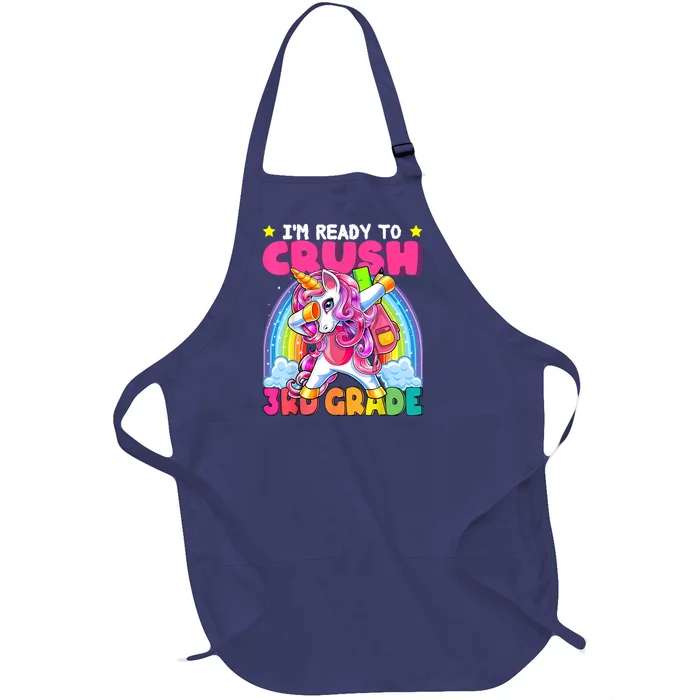 Crush 3rd Grade Dabbing Unicorn Back To School Girl Gift Full-Length Apron With Pocket