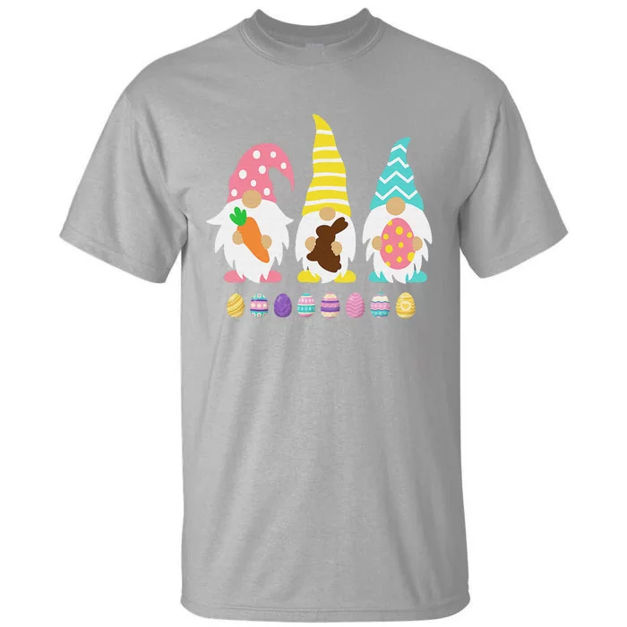 Cute 3 Gnomes Easter Squad Bunny Gnome Pastel Spring Easter Tall T-Shirt