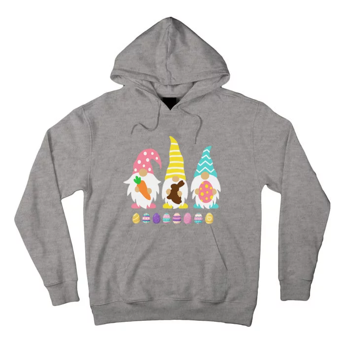 Cute 3 Gnomes Easter Squad Bunny Gnome Pastel Spring Easter Tall Hoodie