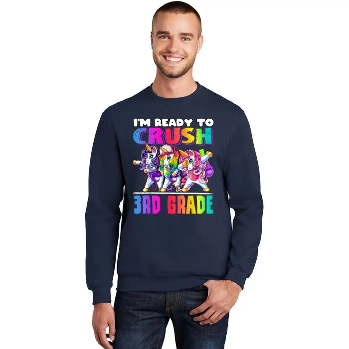 Crush 3rd Grade Dabbing Unicorn Back To School Backpack Girl Tall Sweatshirt