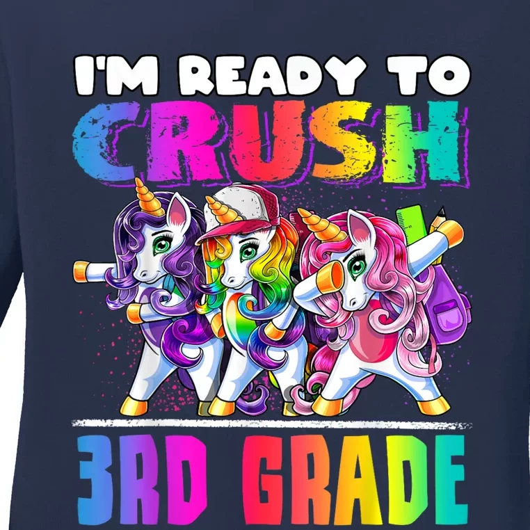 Crush 3rd Grade Dabbing Unicorn Back To School Backpack Girl Ladies Long Sleeve Shirt