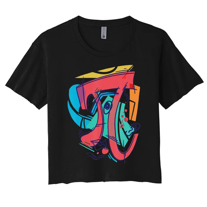 Cubist 3.14 Pi Number Symbol Math Science Pi Day Women's Crop Top Tee