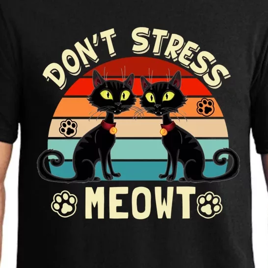 Cats 365 Retro Don't Stress Meowt Angry Cat Meow Gift Pajama Set