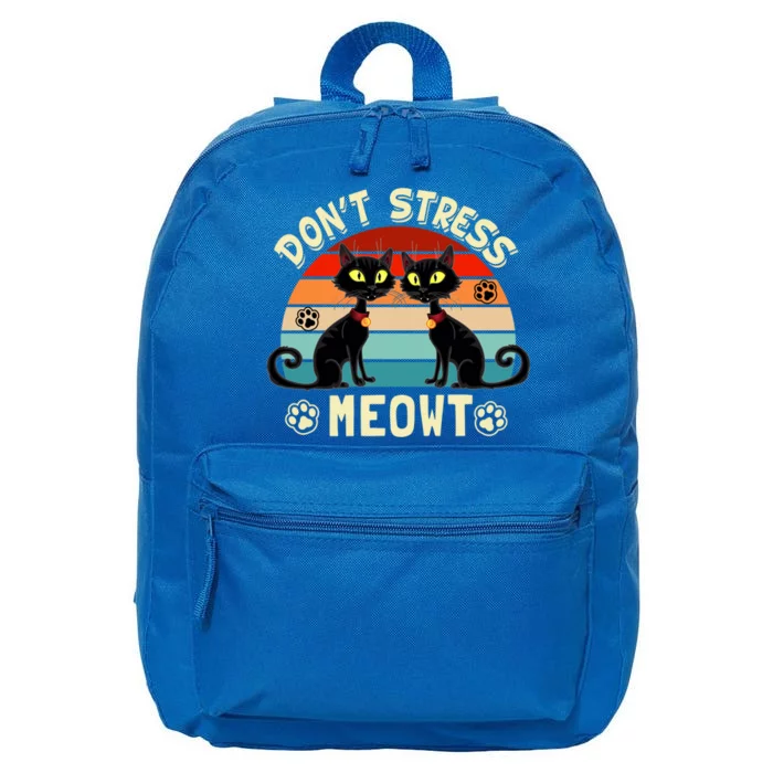 Cats 365 Retro Dont Stress Meowt Angry Cat Meow Great Gift 16 in Basic Backpack